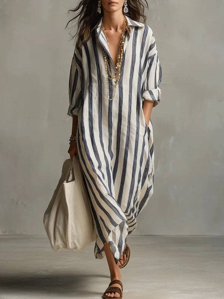 Amaris | Women's Linen Long Shirt Dress-Omni Prime Goods