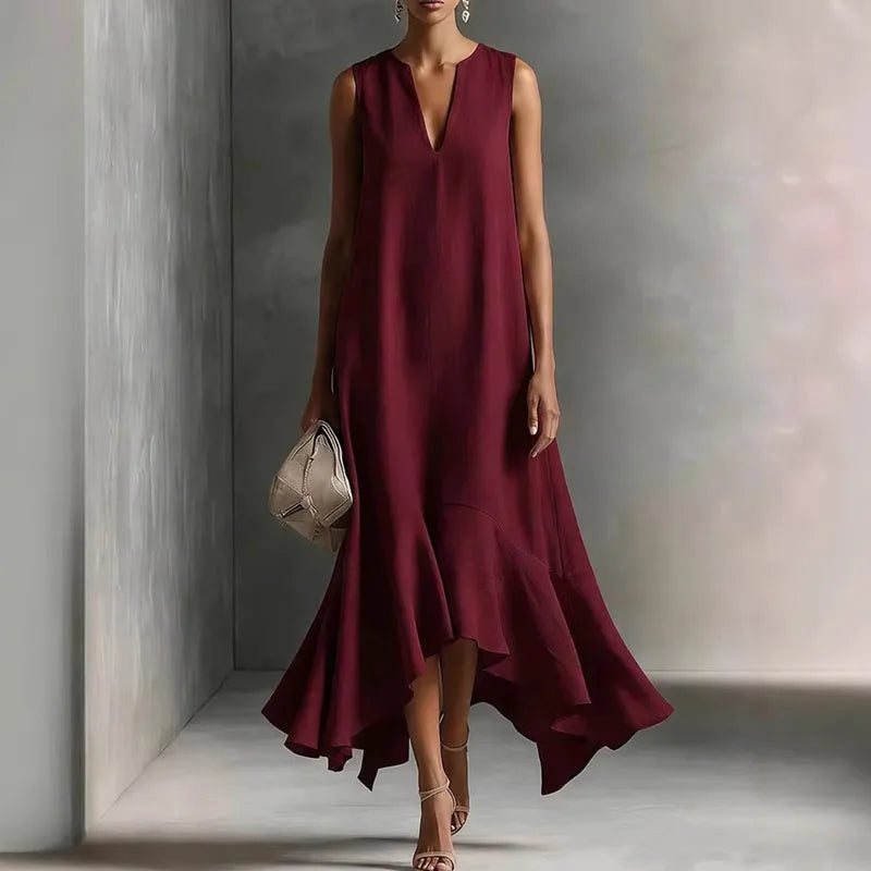 Andrea | Women's Flowy V Neck Sundress-Omni Prime Goods