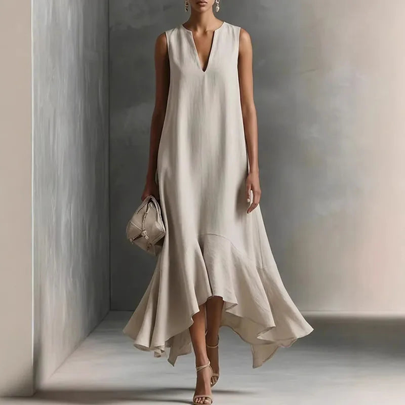 Andrea | Women's Flowy V Neck Sundress-Omni Prime Goods