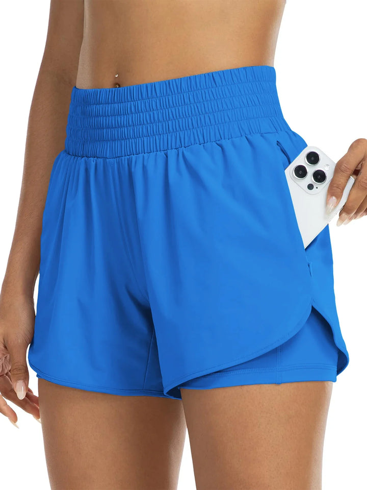 Andrea | Women's High-Waisted Athletic Track Shorts-Omni Prime Goods