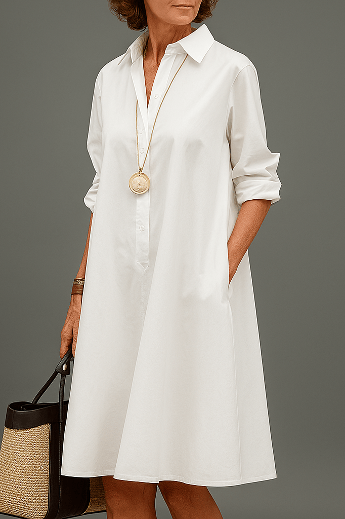 Angie | Women's Long Sleeve A-Line Midi Dress-Omni Prime Goods