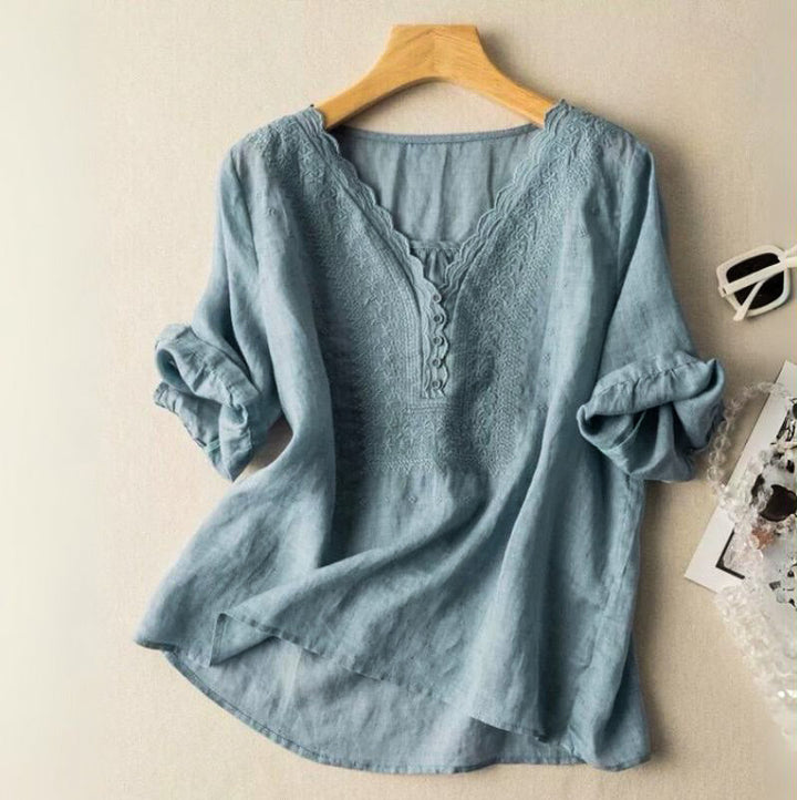 Araya | Women's Cotton-Linen Blouse-Omni Prime Goods