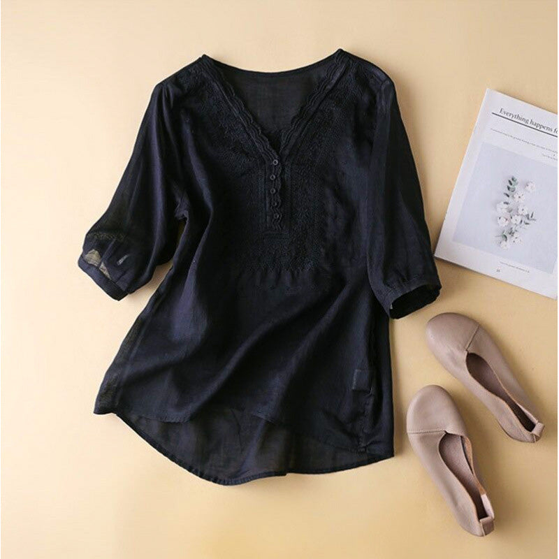 Araya | Women's Cotton-Linen Blouse-Omni Prime Goods