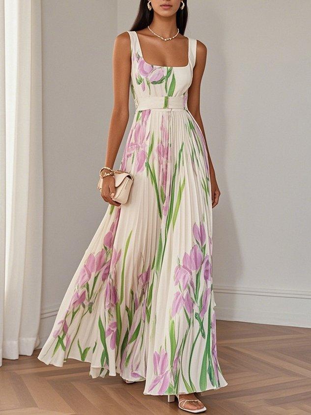 Ariana | Women's Sleeveless Pleated Maxi Dress-Omni Prime Goods