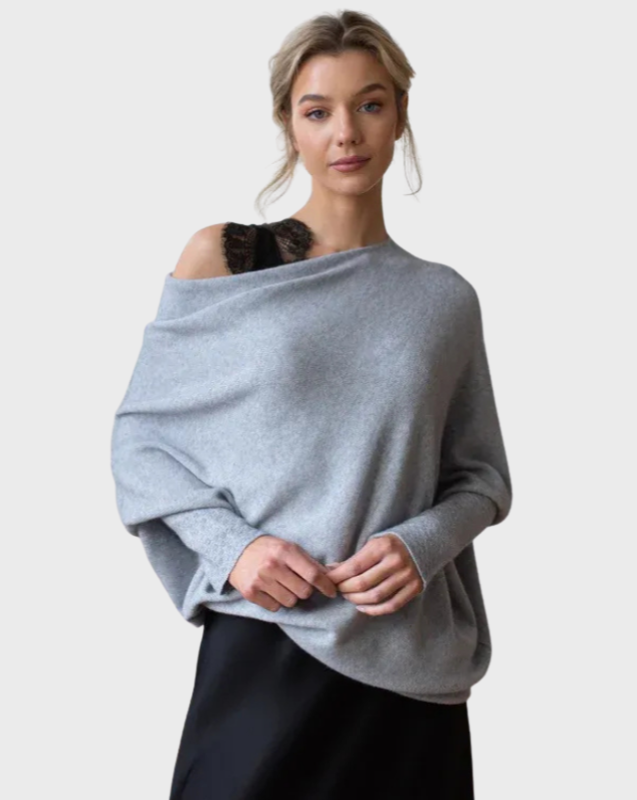 Women's Off-Shoulder Knit Top with Swing Collar | Elegant Style