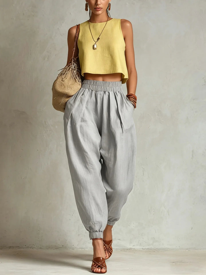 Ashley | Women's Elastic Waist Harem Trousers-Omni Prime Goods