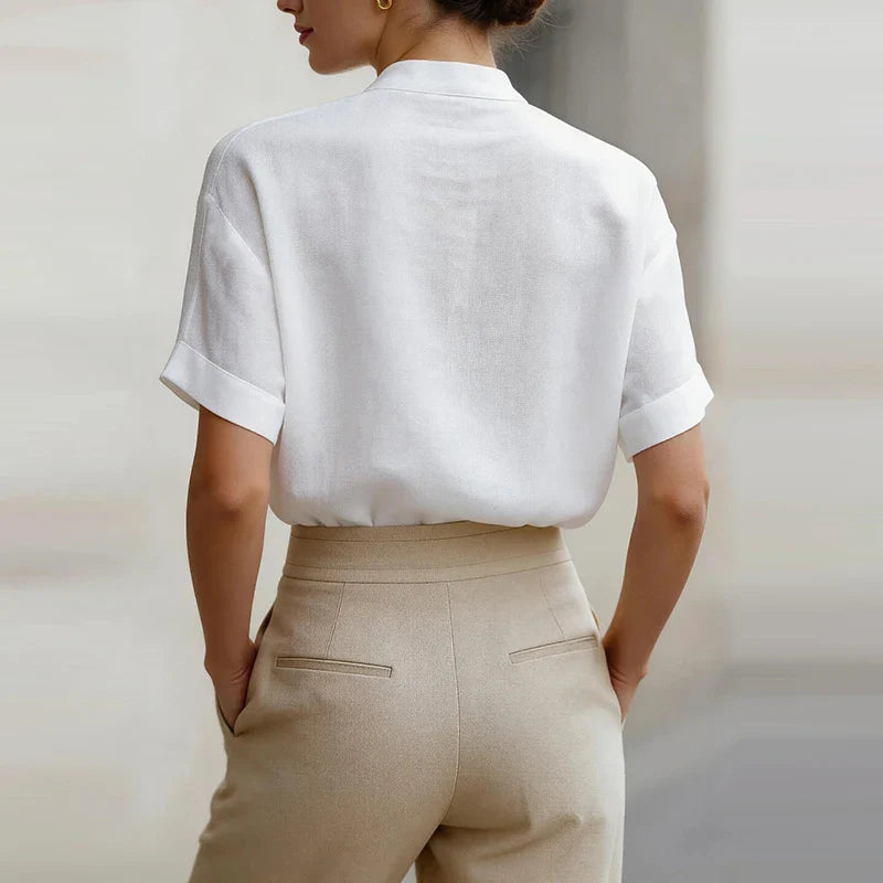 Aveline | Women's Button Front V Neck Blouse-Omni Prime Goods
