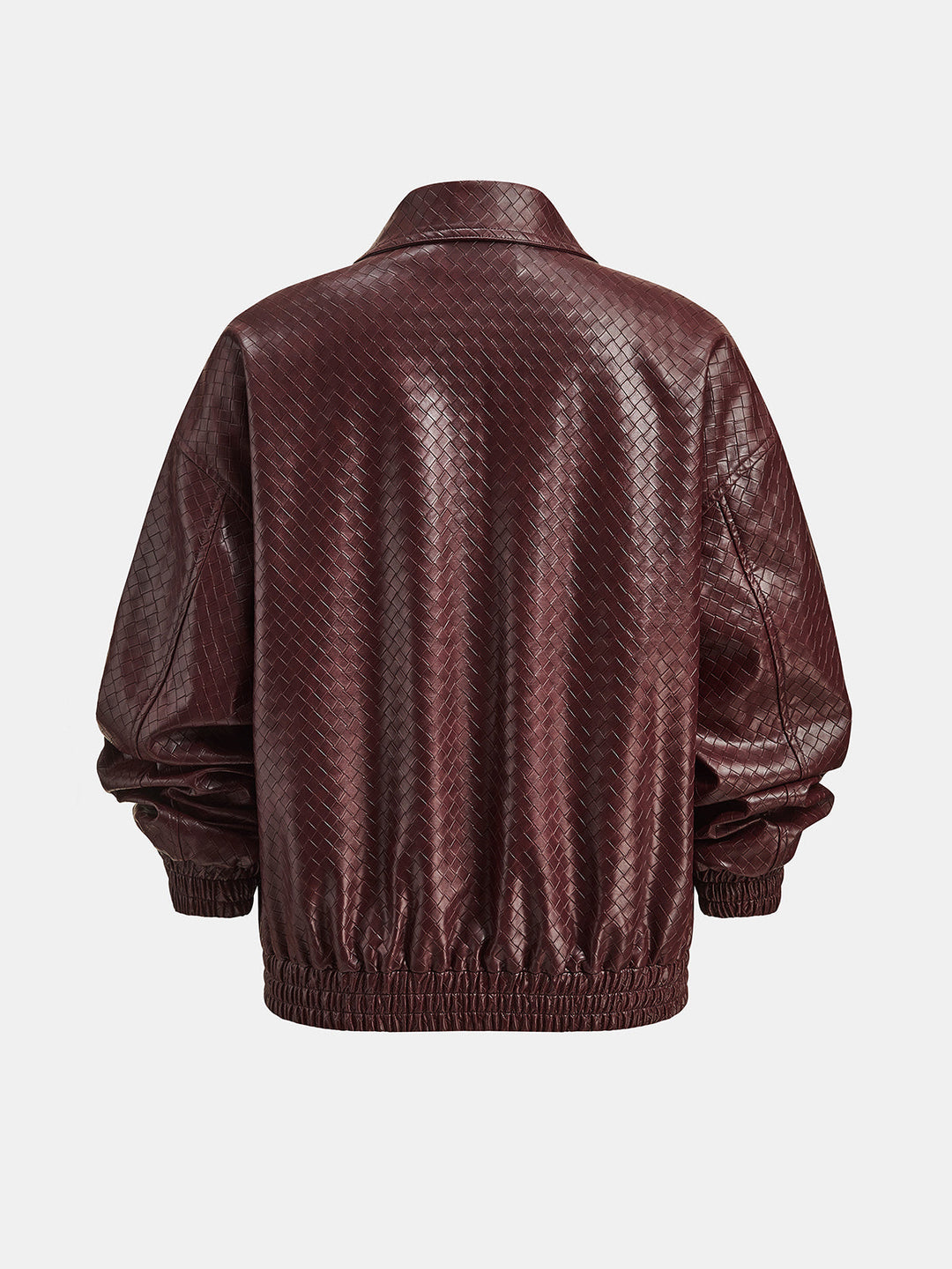 Women's Faux Leather Bomber Jacket with Elastic Waist and Lining