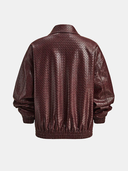 Chaqueta bomber de cuero sintético para mujer con forro de cintura elástica
