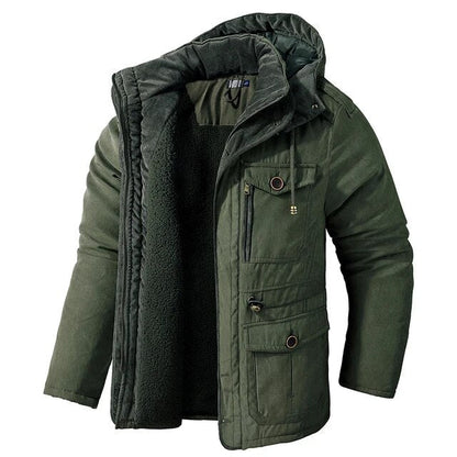 Gefütterte, warme Winterjacke für Herren mit Taschen für kühle Tage
