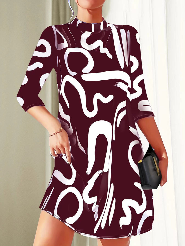 Alanna | Women's Round Neck 3/4 Sleeve Summer Mini Dress