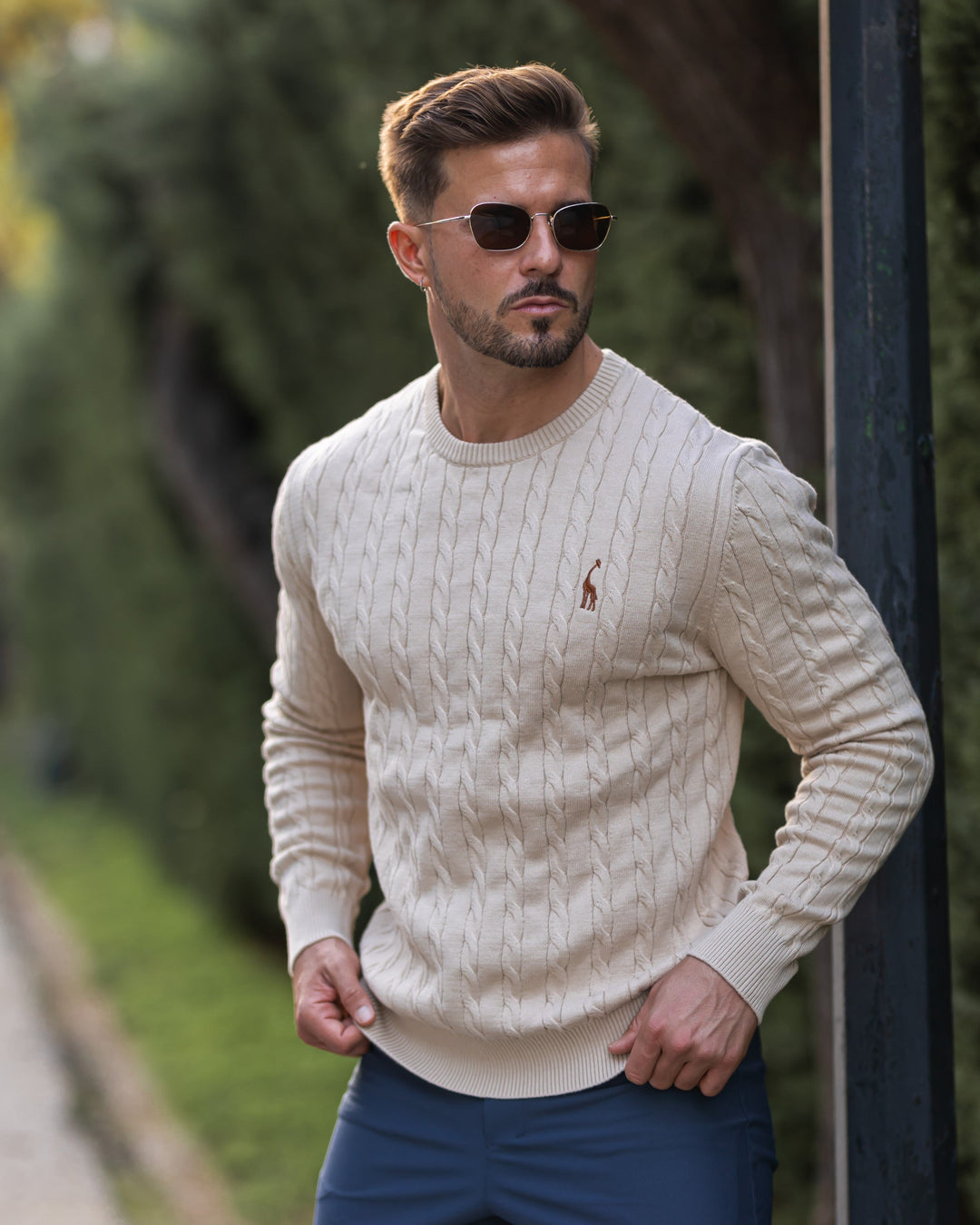 Men's Cable Knit Cotton Pullover Sweater