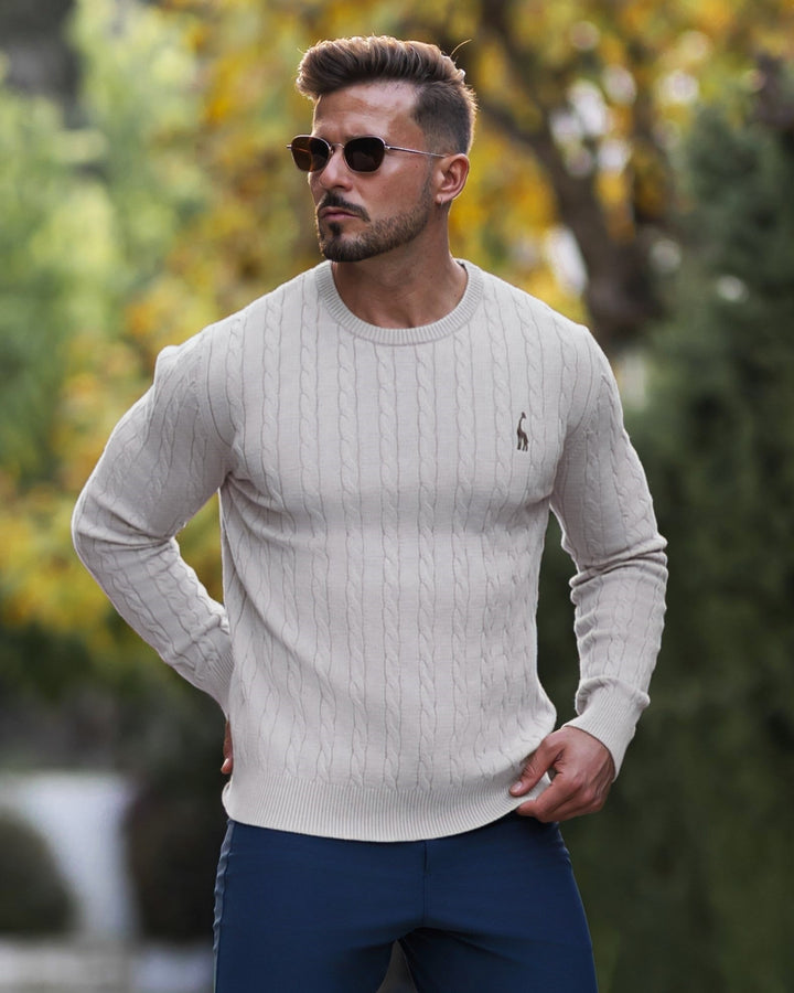 Men's Cable Knit Cotton Pullover Sweater