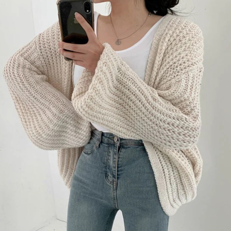Women's Classic Lantern Sleeve Cardigan