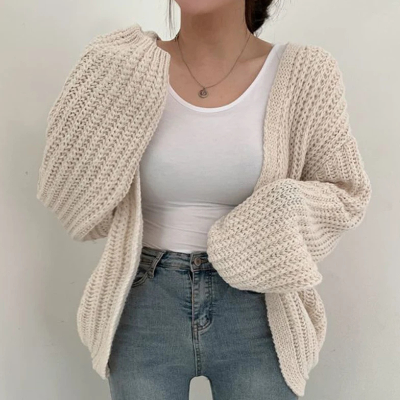 Women's Classic Lantern Sleeve Cardigan