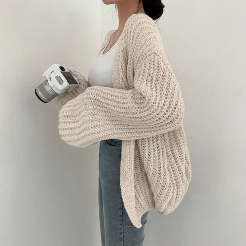 Women's Classic Lantern Sleeve Cardigan