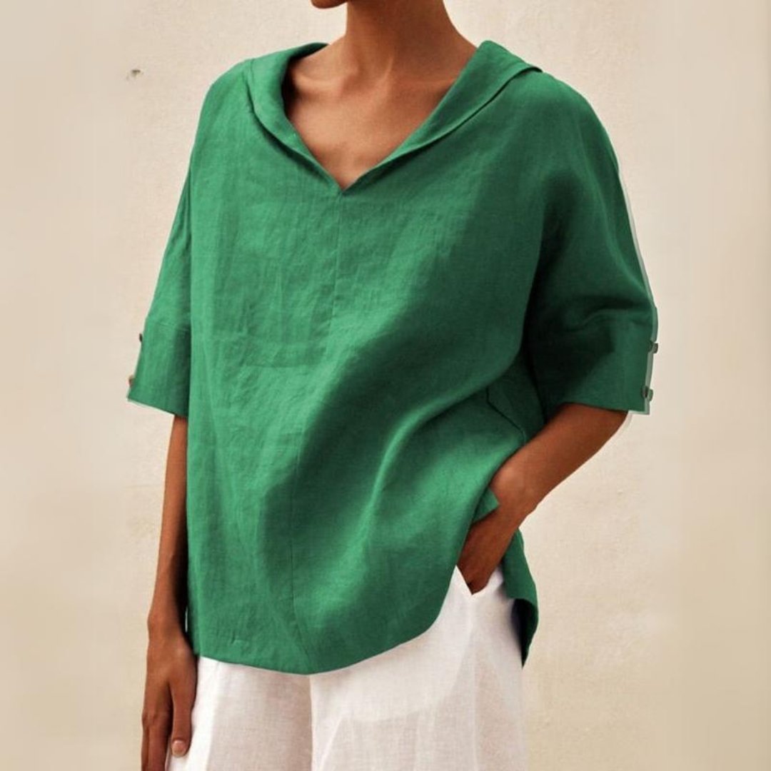 Bella | Women's Relaxed Fit V-Neck Blouse-Omni Prime Goods