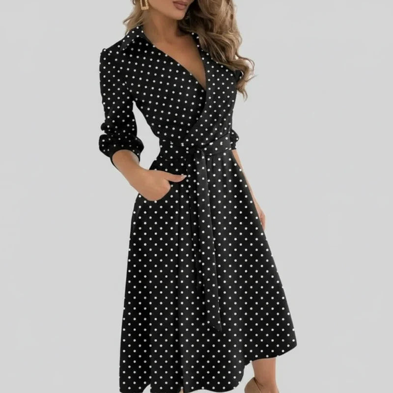 Elegant Women's Belted A-Line Midi Dress for Stylish Occasions
