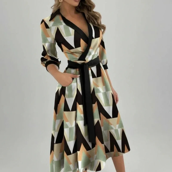 Elegant Women's Belted A-Line Midi Dress for Stylish Occasions