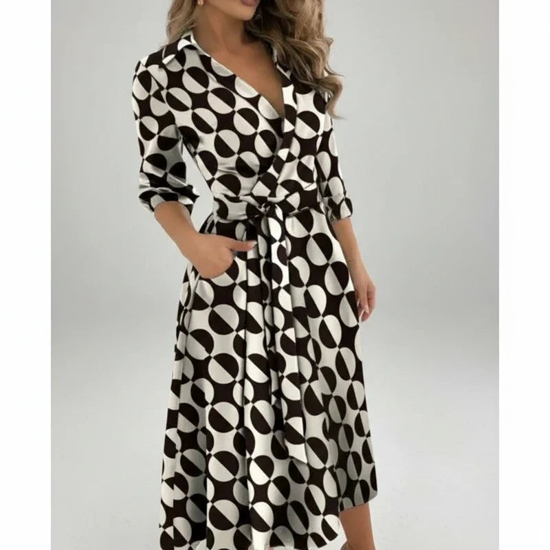 Elegant Women's Belted A-Line Midi Dress for Stylish Occasions