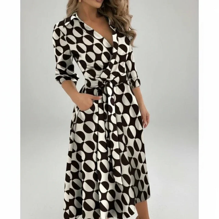 Elegant Women's Belted A-Line Midi Dress for Stylish Occasions
