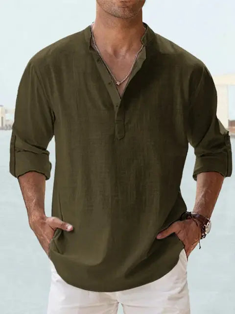 Benzon | Men's Casual Long-Sleeve Summer Shirt-Omni Prime Goods