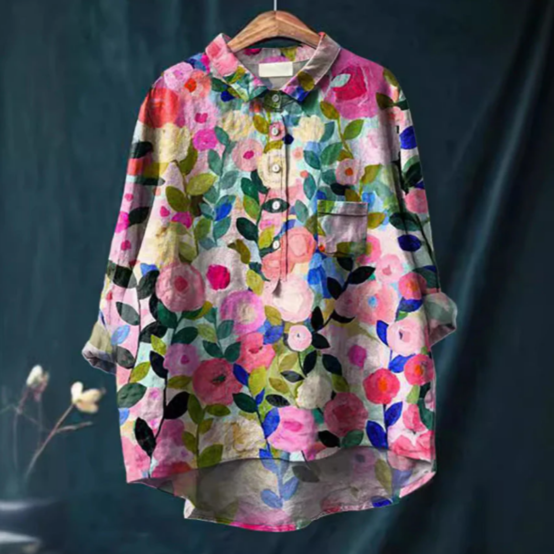 Bertan | Women's Floral Print Blouse-Omni Prime Goods