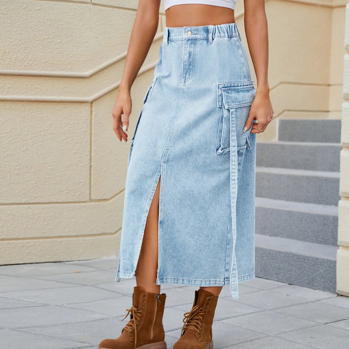 Beverly | Women's Elastic Waist Denim Skirt-Omni Prime Goods