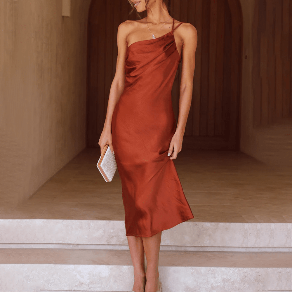 Beverly | Women's Sleeveless One Shoulder Midi Dress-Omni Prime Goods