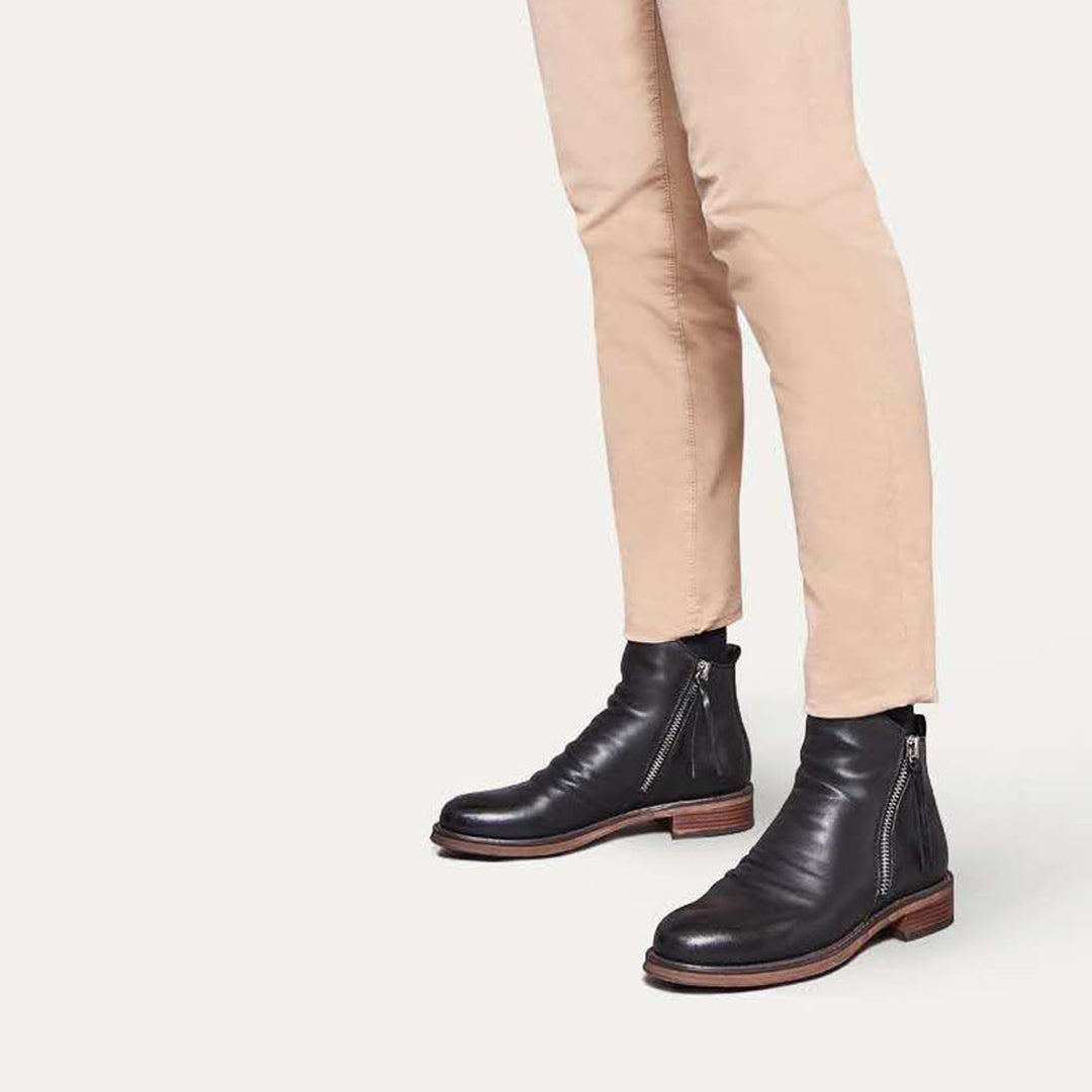Men's Stylish Ankle Boots | Side Zip Design with Low Heel