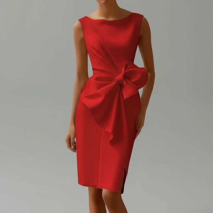 Elegant Bow Cocktail Midi Dress for Women