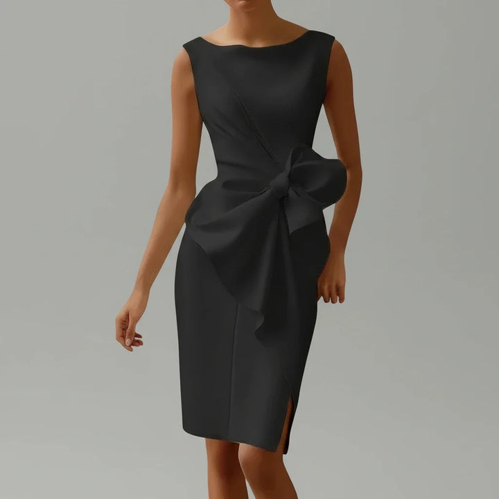 Elegant Bow Cocktail Midi Dress for Women