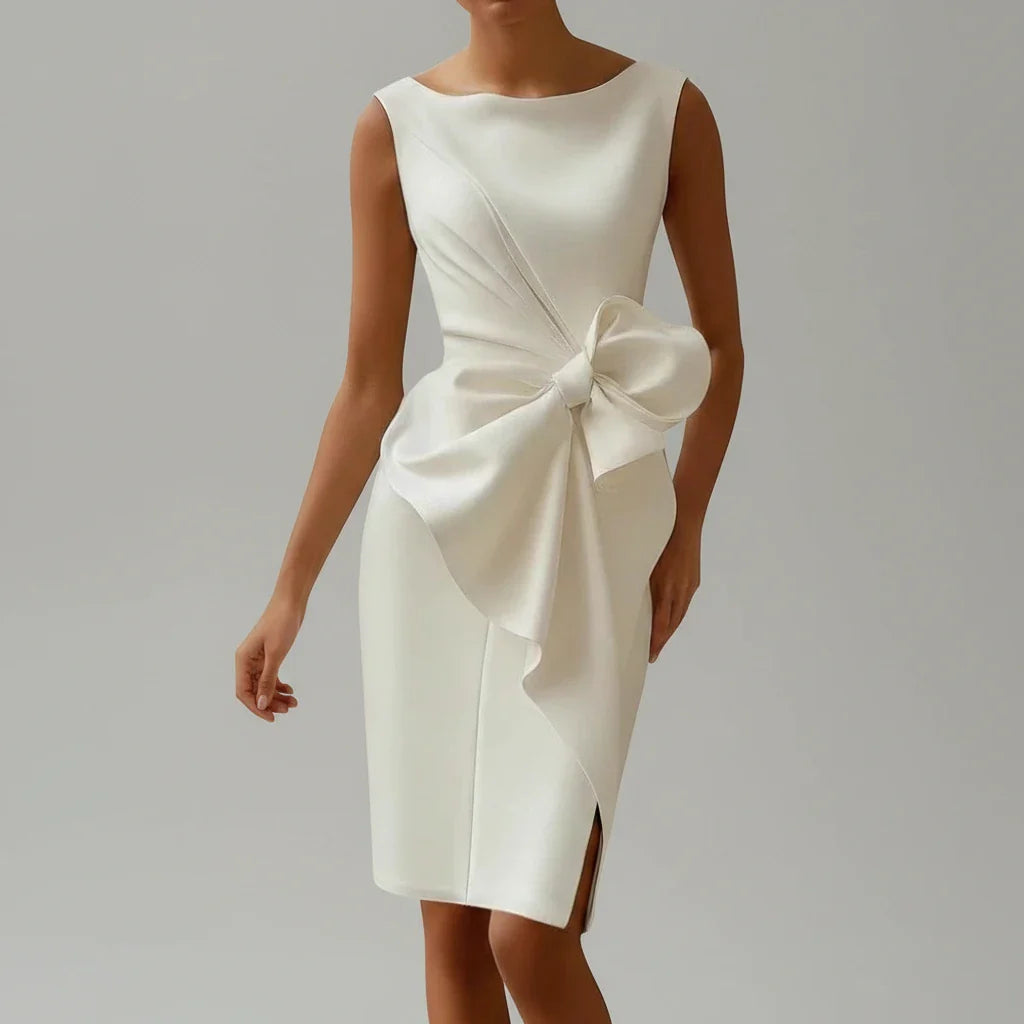 Elegant Bow Cocktail Midi Dress for Women