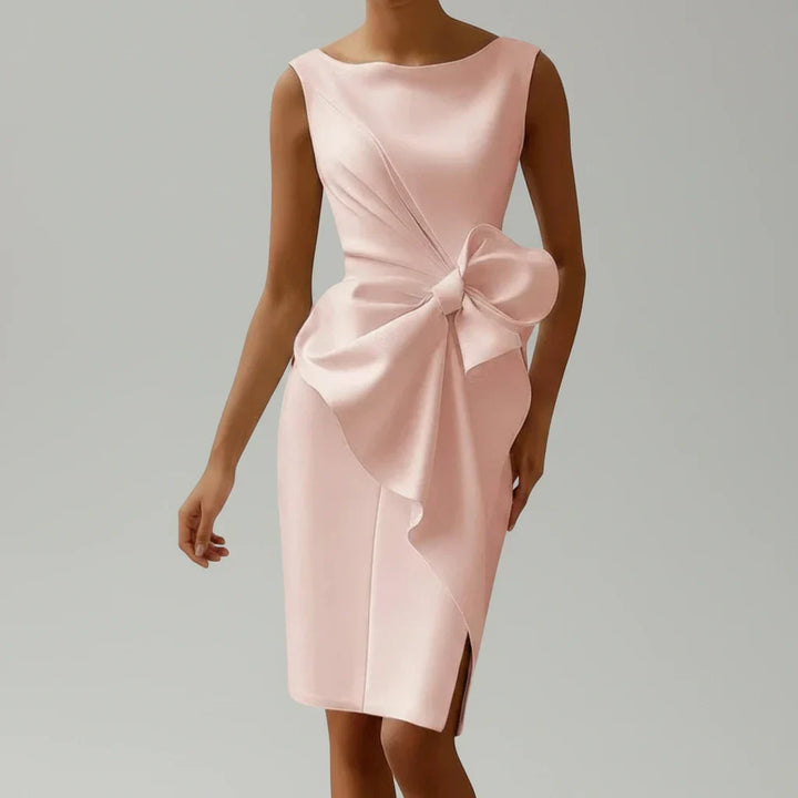 Elegant Bow Cocktail Midi Dress for Women