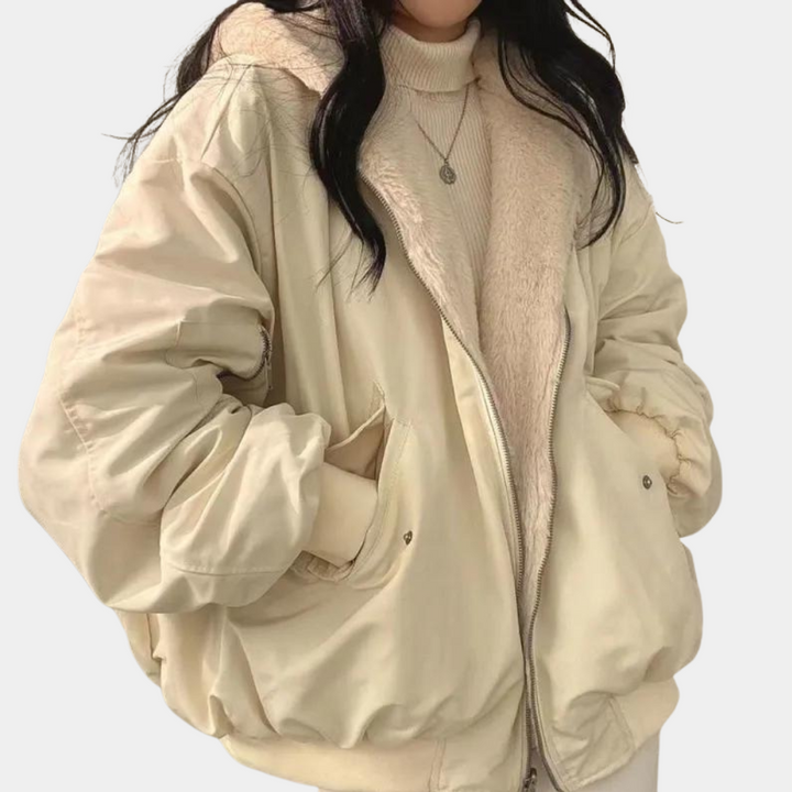 Women's Winter Jacket with Hood and Pockets