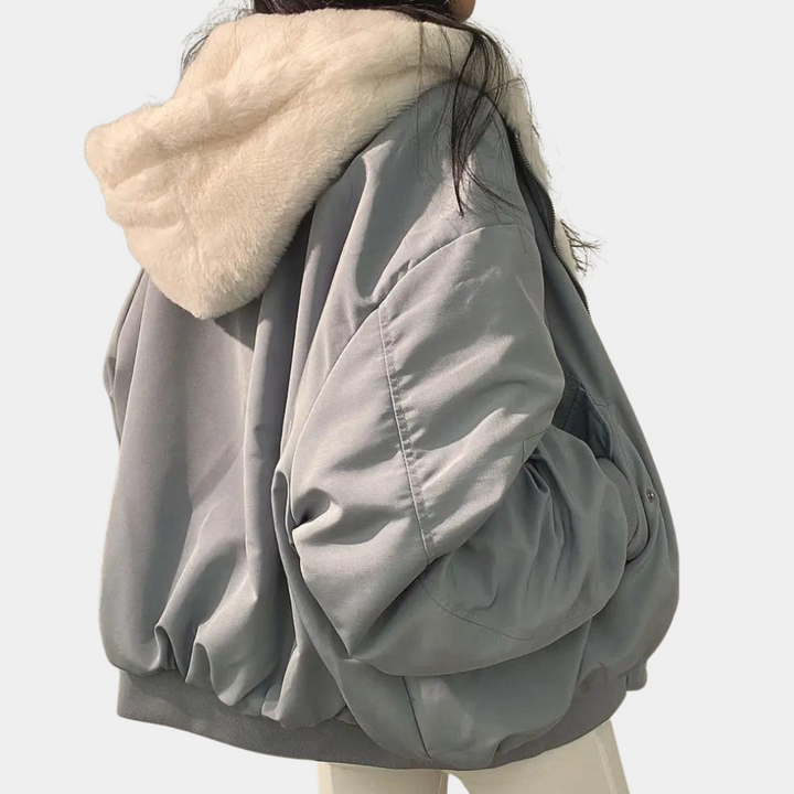 Women's Winter Jacket with Hood and Pockets