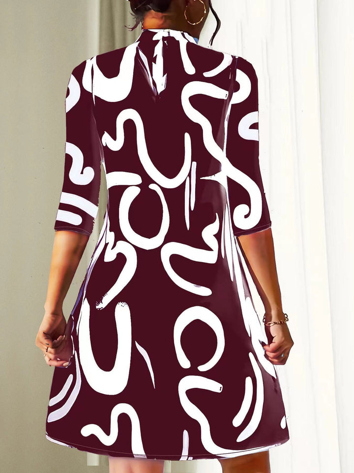 Alanna | Women's Round Neck 3/4 Sleeve Summer Mini Dress
