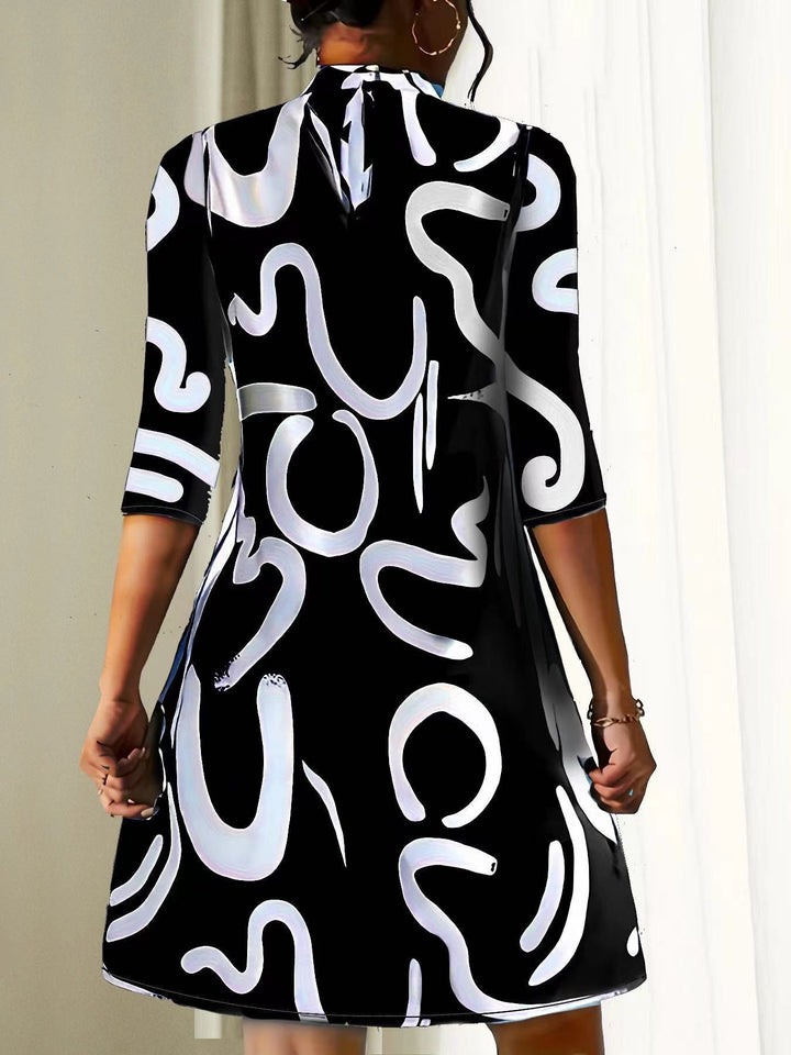 Alanna | Women's Round Neck 3/4 Sleeve Summer Mini Dress