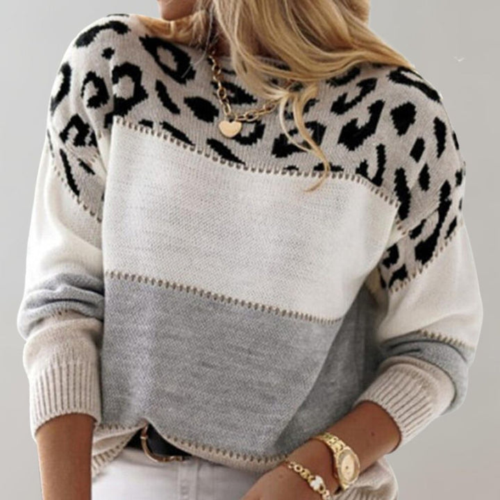 Women's Relaxed Fit Leopard Pattern Sweater