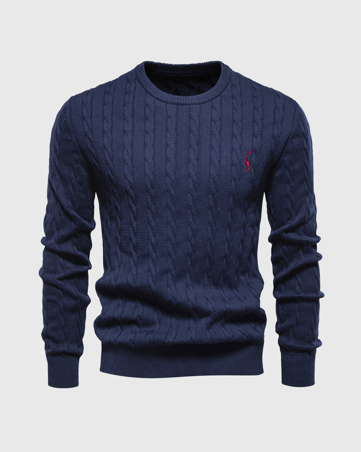 Men's Cable Knit Cotton Pullover Sweater