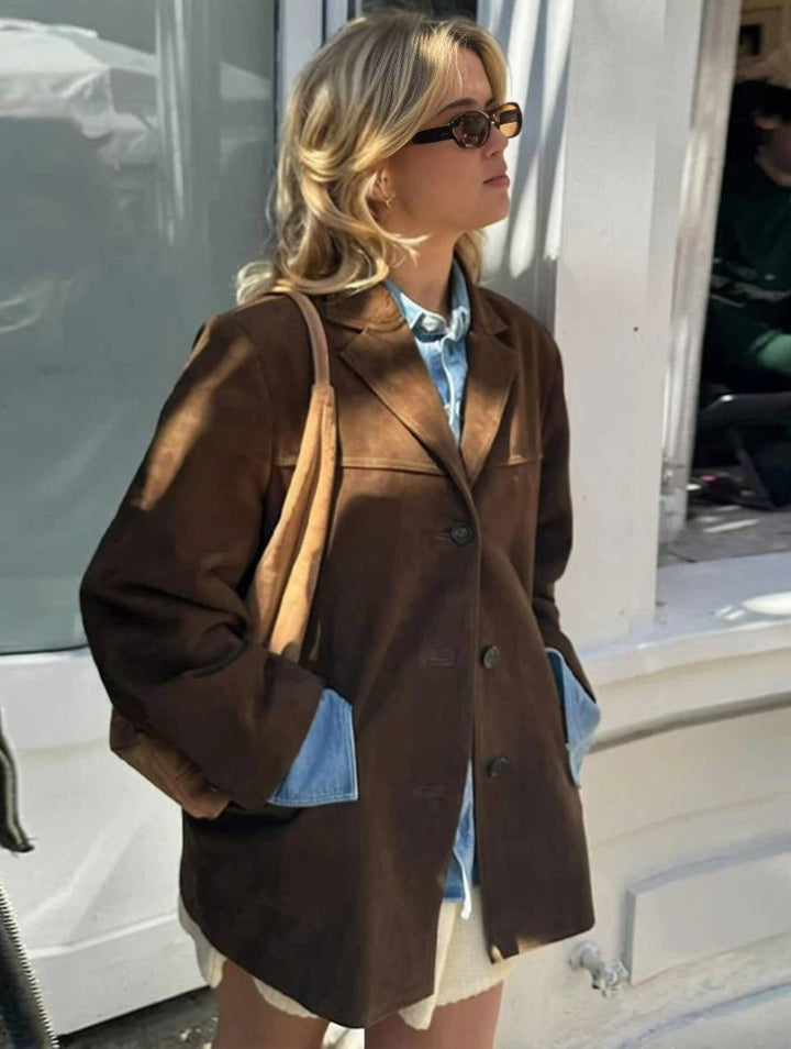 Women's Vintage Look Blazer with Buttons and Pockets