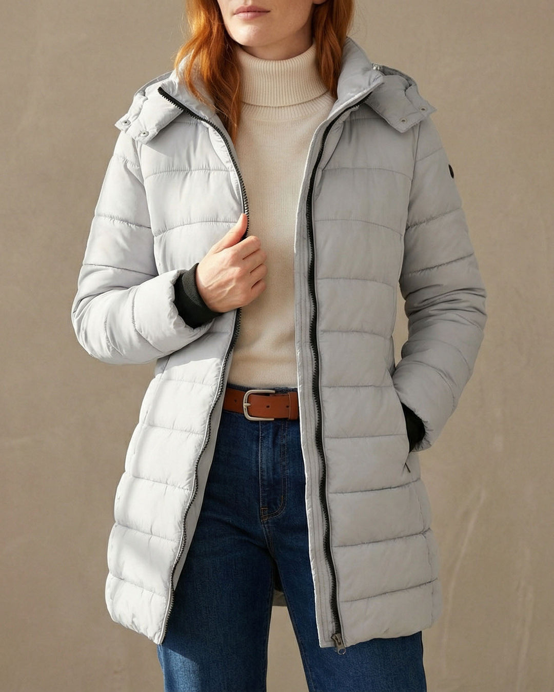 Women's Warm Quilted Puffer Winter Jacket with Hood