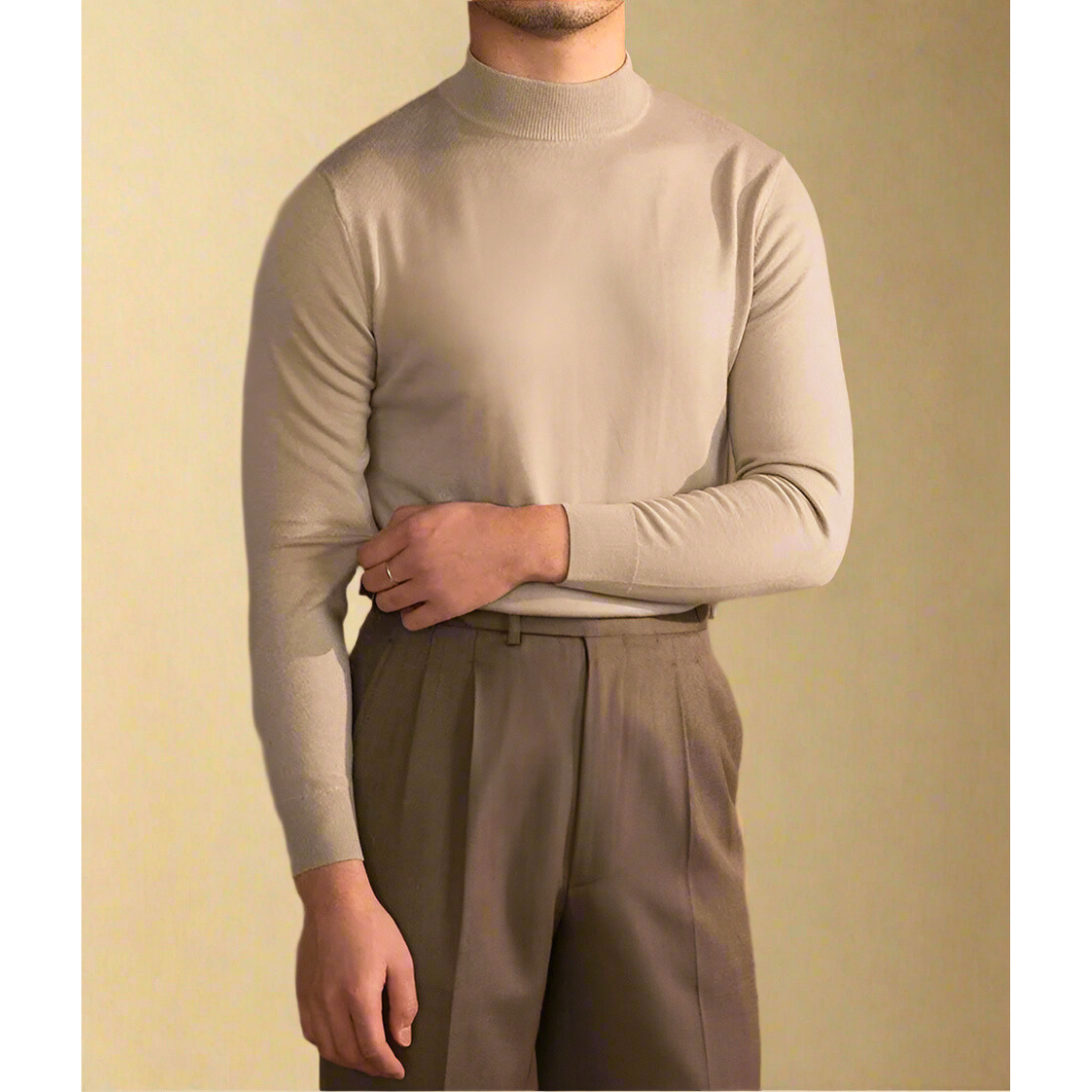 Men's Classic Wool Turtleneck Sweater - Elegant & Comfortable