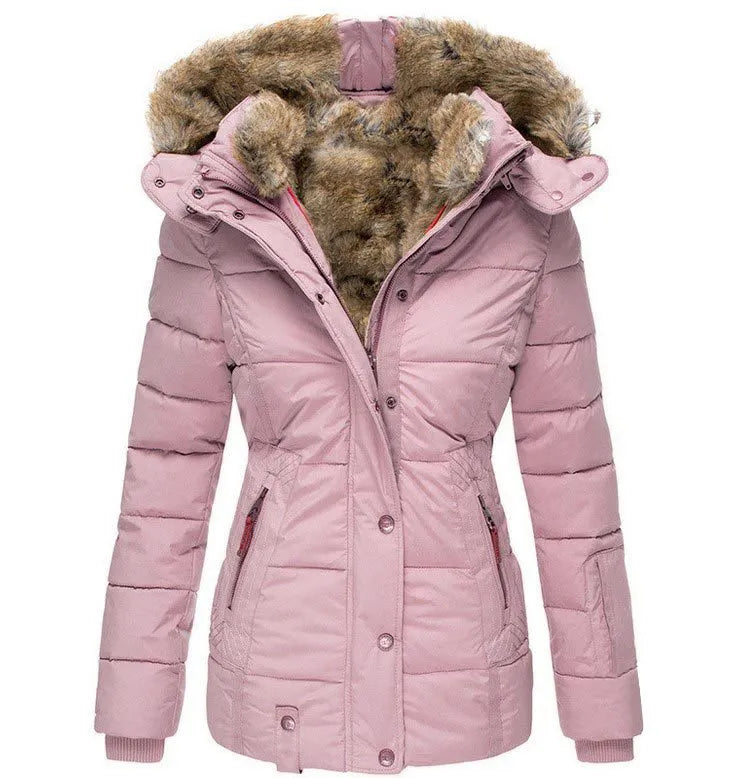 Women's Stylish Winter Coat with Fur Hood