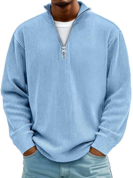 Men's Half-Zip Knit Sweater with Modern Fit for Cold Days