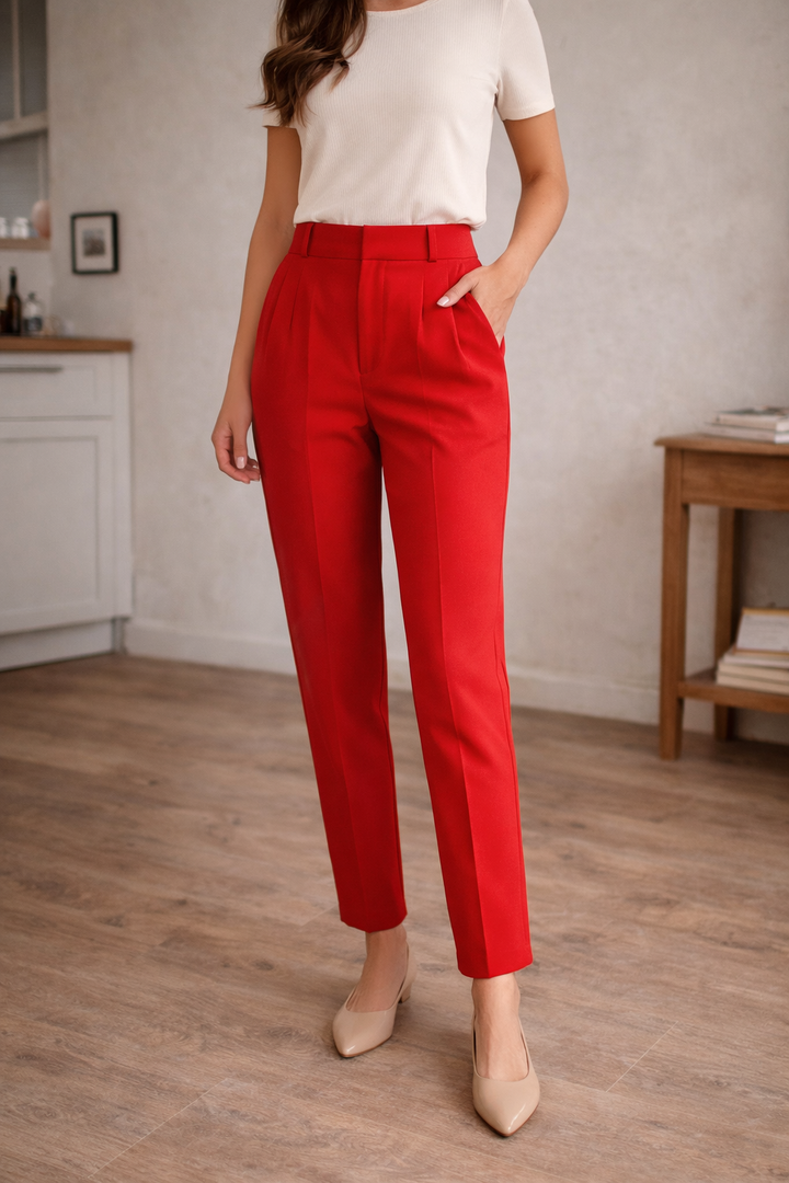 Camille | Women's High Waist Tailored Trousers-Omni Prime Goods