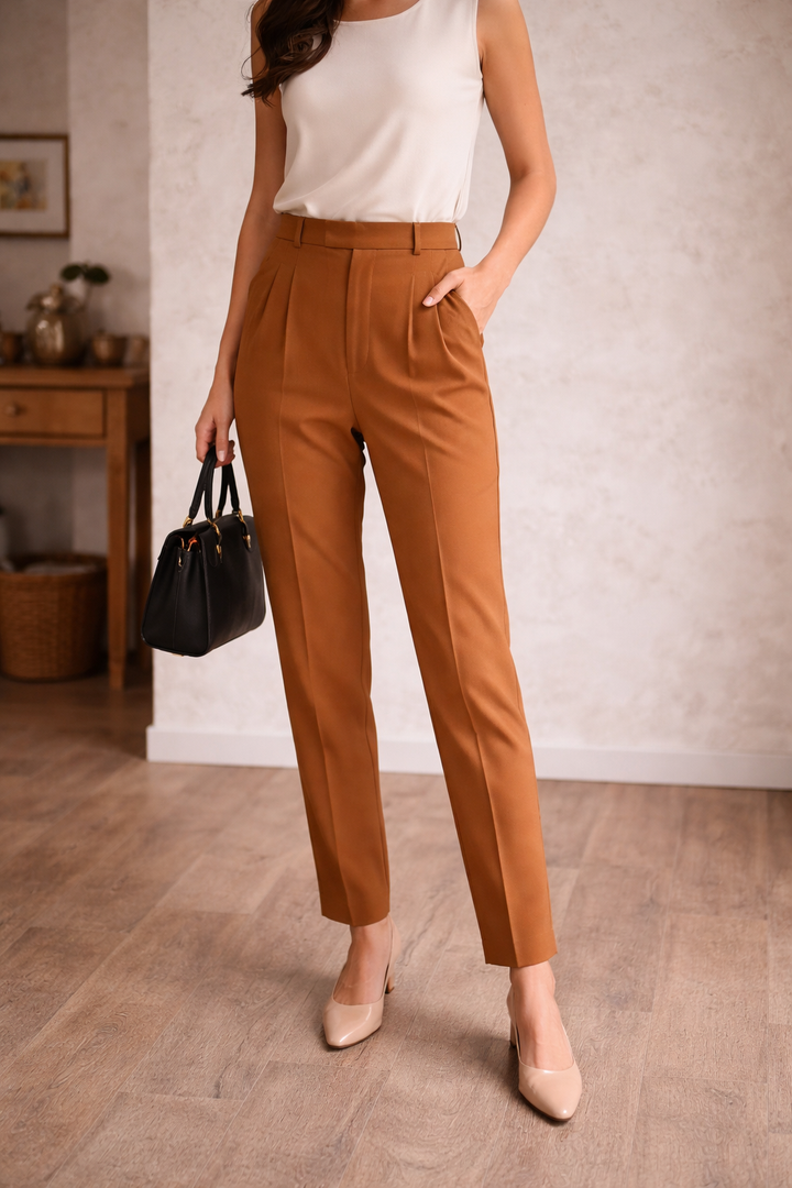 Camille | Women's High Waist Tailored Trousers-Omni Prime Goods