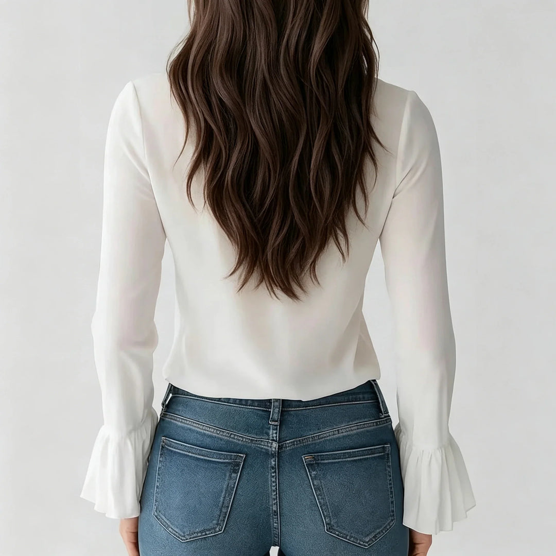 Candice | Women's Ruffle Front Tie Blouse-Omni Prime Goods