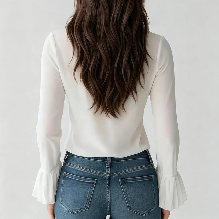 Candice | Women's Ruffle Front Tie Blouse-Omni Prime Goods