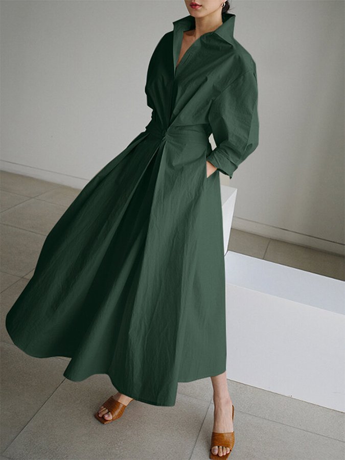 Cara | Women's V-Neck A-Line Midi Dress-Omni Prime Goods